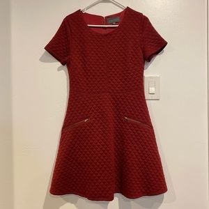 Sunday in Brooklyn Dark RED fit and flare dress!